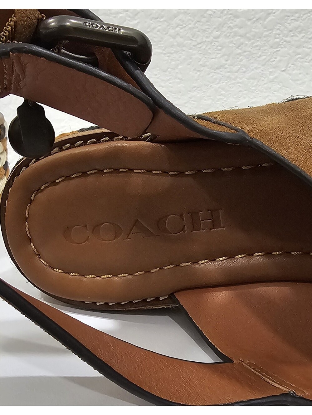 COACH Women's Suede Platform Wedge Sandals Brown Size US 6 B - Picture 15 of 15